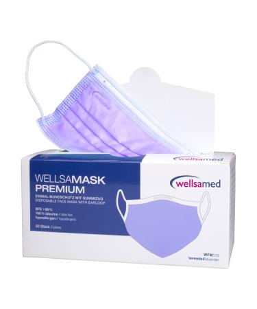 Wellsamed Wellsamask 50 pieces medical face mask Type IIR with elastic band single colour (lavender) Lavender 1 piece (pack of 50)