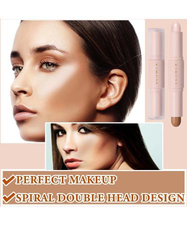 2 Color Dual Cream Contour Stick Set - Lightweight & Waterproof Highlighter and Bronzer Stick - Long Lasting Face Makeup Stick (W01LIGHT) - Buy Online on SooperMarket.com