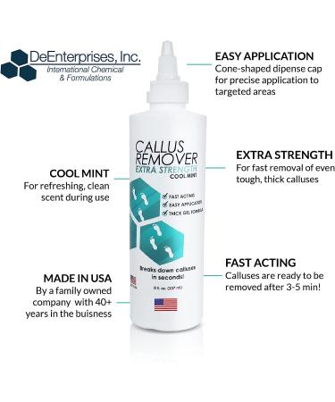 Extra Strength Callus Remover Gel 8oz - Salon Grade Pedicure Supplies for Rough, Dry Skin - Heavy Duty Foot Callus Remover with Cool Mint - Professional Home Treatment - Buy Online on SooperMarket.com