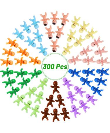 Mini Plastic Babies, Selizo 200pcs Tiny Plastic Baby Figurines Small King Cake Babies Bulk for Ice Cube My Water Broke Baby Shower Games (10 Colors) 10 Colors 200 Pieces