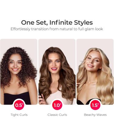 TYMO Curling Iron Set - 3 in 1 Professional Ionic Hair Curler with 5 Temp Settings Dual Voltage & Fast Heating for Defined Curls & Beach Waves - Travel Friendly Black - Buy Online on SooperMarket.com