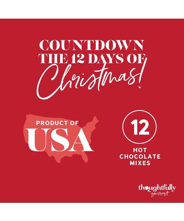 Thoughtfully Gourmet 12 Days of Christmas Hot Chocolate Gift Set - Festive Flavors Include Rocky Road, Cookies and Cream, Pumpkin Pie - Set of 12 - Buy Online on SooperMarket.com