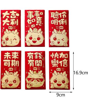 Generic 6pcs Traditional 2024 New Year Hong Bao Red Envelopes Year of The Dragon Hongbao Red Packet for Birthday Spring Festival Wedding Style B - Buy Online on SooperMarket.com