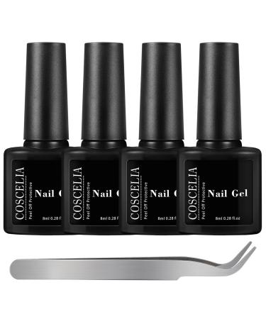 COSCELIA anti-freezing peel off gel nail skin protection made of liquid latex removable adhesive protection for nail art 4th.With curved tweezers.8077