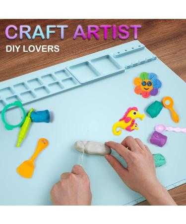 Silicone Craft Mat 20x16 with Cup | Nonstick Resin Jewelry Casting Mat | Art DIY Drawing Clay Play Doh Blue - Buy Online on SooperMarket.com