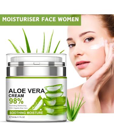 Aloe Vera Cream 98% Aloe Vera Face Cream Face & Body Moisturizing Cream with Organic Aloe Vera Gel Aloe Vera Face Moisturizer Nourishing Smoothing Moisturizing Lotion for Face & Body - Buy Online on SooperMarket.com