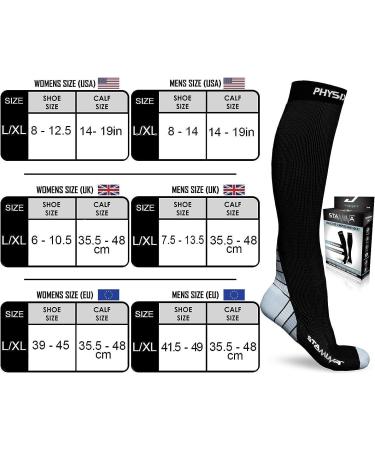 Physix Gear Sport Compression Socks for Men & Women - Set of 3 (Black/Blue, Black/Grey, Black/Pink) - L-XL Size - Buy Online on SooperMarket.com