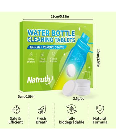 NATRUTH Water Bottle Cleaning Tablets 20Pack Bottle Clean Tablet Individually Packed for All Stainless Steel Plastics and Glass Drinking Containers - Buy Online on SooperMarket.com