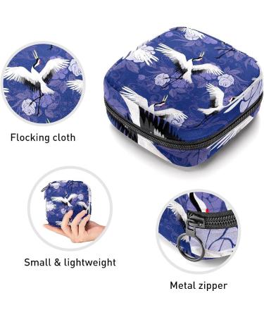 White Crane Peony Flower Sanitary Napkin Storage Bag | Menstrual Cup & Nursing Pad Holder | Portable Period Pouch for Women & Girls - Buy Online on SooperMarket.com