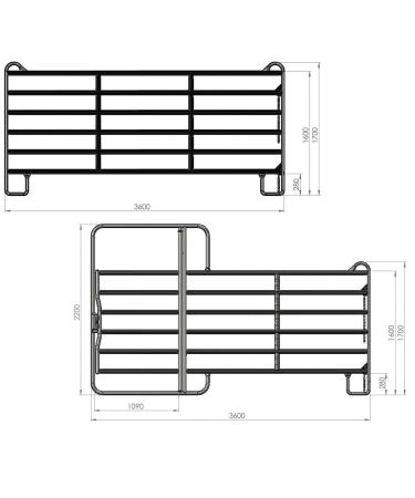 Kerbl Panel - fence element 3.0 m with gate (incl. chain lock)
