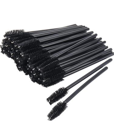 100 Pack Mascara Wand Eyelash Brush Disposable Eye Lash Applicator Makeup Tool Kit (Black-Handle100pcs)