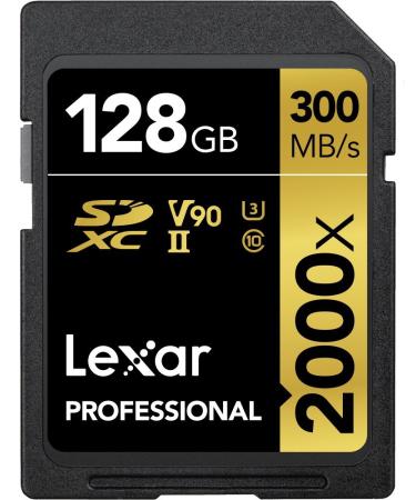 Lexar Professional 2000x 128GB SDXC UHS-II Card, Up To 300MB/s Read, for DSLR, Cinema-Quality Video Cameras (LSD2000128G-BNNNU) 128GB Single