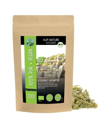 Organic Greek mountain tea cut (200g 7oz) cut flower stalks from controlled organic cultivation gently dried 100% pure and natural for the preparation of tea Sideritis Scardica Bio Mursal tea 200 GR