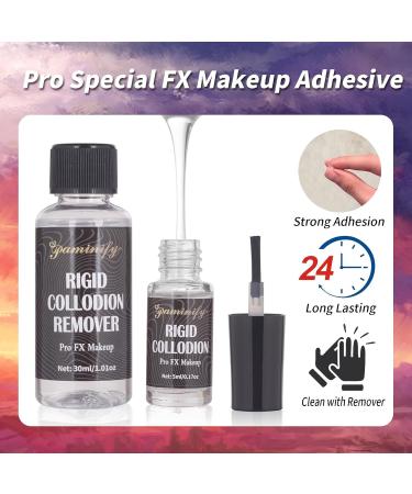 Makeup Rigid Collodion & Remover Kit - Liquid Scar Makeup for Halloween | SFX Scarring Liquid with Brush (5ml + 30ml - Buy Online on SooperMarket.com