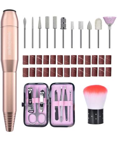 Melodysusia 11 in 1 electrical nail file for gelails Professional electrical nail cutter set pedicure set nail efile kit for nail studio and personal DIY manicure Golden D-PROFI GOLDEN SET