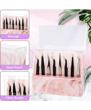 Tweezer Holder Stand for Eyelash Extensions | 8-Slot Lash Tweezer Stand with Cover | Salon & Home Lash Extension Organizer - Pink - Buy Online on SooperMarket.com