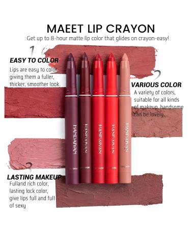 12 Colors Matte Lipstick Pen Set - Waterproof Lip Liner Crayon Long-lasting & Non-sticky with Built-in Sharpener - Buy Online on SooperMarket.com