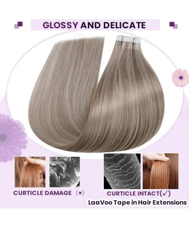 Shop Laavoo Invisible Real Hair Extensions | Blond Highlight Tape-In | Remy Human Hair | 50g 20pcs 45cm - #19/60 - Buy Online on SooperMarket.com