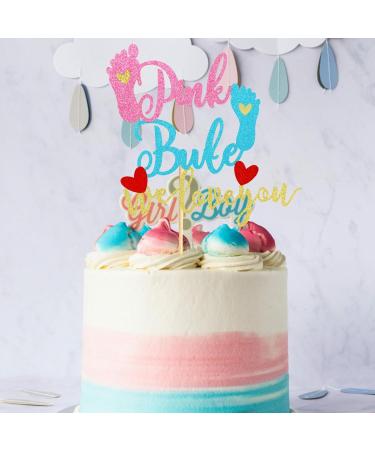 Arthsdite 1Pc Pink or Blue We Love You Cake Topper with Footprint Gender Reveal Cake Decorations for Baby Shower Gender Reveal Theme Kids Boys Girls Birthday Party Decoration Supplies Pink Or Bule Cake Topper - Buy Online on SooperMarket.com