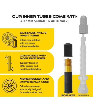 Ultraverse 24x1.75/1.95/2.10/2.125 Bike Inner Tubes with Schrader Valve - Set of 2 | Rubber Tubes for Kids, Mountain Bikes, Cruisers, Women's City Bikes - Buy Online on SooperMarket.com