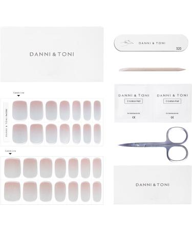 Danni & Toni Blushing Reflection Gel Nail Stickers - Salon-Quality Self-Adhesive Strips for Manicure - Metallic Pink Gradient Design - 28 Semi Cured Nail Wraps - Buy Online on SooperMarket.com