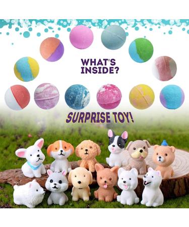 Puppy Toy Surprise Kids Bath Bombs 12 Pcs Set - Handmade Colorful Fizzies for Bubble Bath - Perfect Birthday/Christmas Gift for Girls and Boys - Buy Online on SooperMarket.com