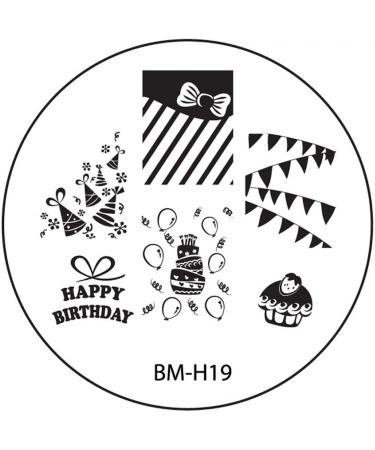 STAMPING STENCIL # BM-H19 Birthday party celebration flags party hat birthday cake