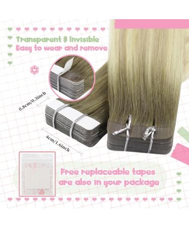 Buy Youngsee Ombre Tape Extensions - Real Hair Dark Ash Blonde to Platinum Blonde 50cm 20pcs 50g | Best Quality Tape In Hair Extensions - Buy Online on SooperMarket.com