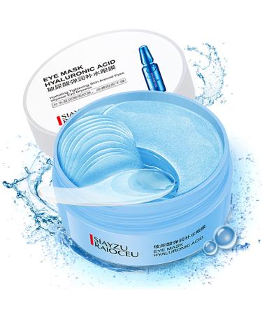 Under Eye Patches,30 pairs Hyaluronic Acid Anti-Aging Under Eye Mask, RABIOTA Collagen Under Eye Gel Pads for Dark Circles, Wrinkles, Fine Line, Puffiness (Blue)