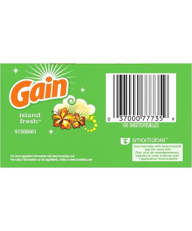 Gain Fabric Softener Dryer Sheets Island Fresh Scent - 105 Count - Buy Online on SooperMarket.com