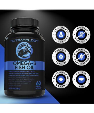 Omega 3 Fish Oil Supplement Triple Strength - 1200MG Fish Oil 720 MG Omega 3 432MG EPA & 288MG DHA Per Softgel. Burp-less Lemon Flavour - Great Source Of Omega 3 Fatty Acids - Omega 3 Supplements - Supports Cognitive Health & Brain Function - 60 Softgels  - Buy Online on SooperMarket.com