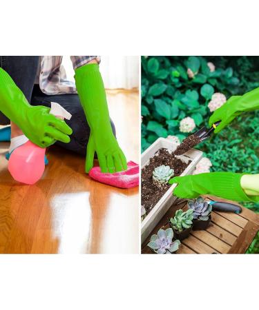 Vgo Reusable Long Sleeve Dishwashing Gloves, Size L Green - 1 Pair | Thick Latex Cleaning Gloves for Kitchen, Washing, Painting, Gardening, Pet Care - Buy Online on SooperMarket.com