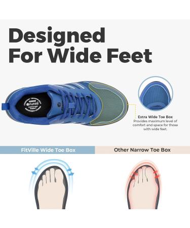 Fitville Extra Wide Running Shoes for Men - Comfortable Light Sports & Trekking Sneakers - Navy Skyline 47 EU - Buy Online on SooperMarket.com