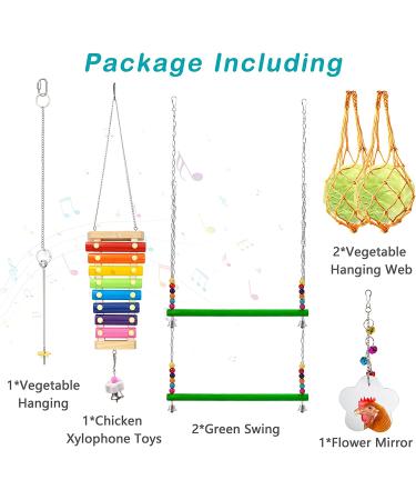 Woiworco Chicken Coop Accessories: 7 Pack Chicken Toys - Xylophone, Swing, Mirror, Pecking, Vegetable Feeder & More - Buy Online on SooperMarket.com
