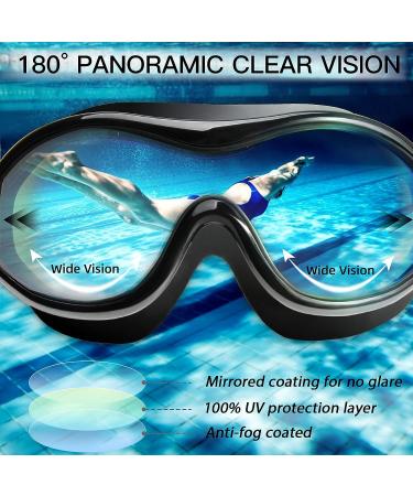 Anti-Fog UV Protection Swim Goggles for Adults and Youth - Clear Vision, No Leaking - Black/Clear - Buy Online on SooperMarket.com