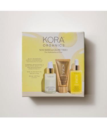 KORA Organics Nourish & Glow Trio Gift Set | Noni Glow Oil Turmeric Mask & Milky Mushroom Cleanser International Shipping Available - Buy Online on SooperMarket.com
