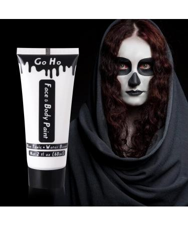 Go Ho Black and White Cream Face Body Paint (4 oz) - Water Based White Zombie Skeleton Clown Face Painting for Adults & Children - SFX Cosplay Makeup for Halloween, Day of the Dead & Festivals - Buy Online on SooperMarket.com