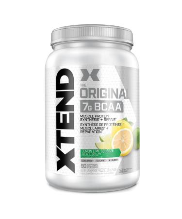 XTEND Original BCAA Powder Lemon Lime Squeeze | Sugar Free Post Workout Electrolyte Muscle Recovery Drink with Amino Acids | 7g BCAAs for Men & Women | 90 Servings Lemon Lime Squeeze 90 Servings (Pack of 1)