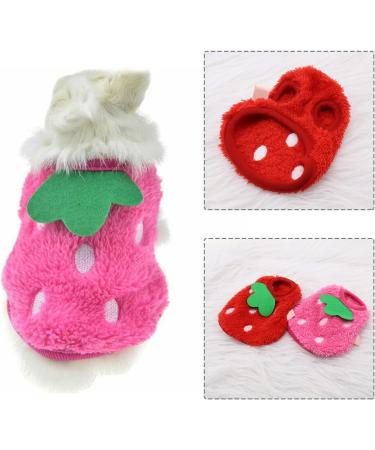 2PCS Strawberry Guinea Pig Winter Apparel Coats - Small Pet Warm Costumes for Rabbits, Ferrets, Chinchillas, Kittens - 3XS - Buy Online on SooperMarket.com