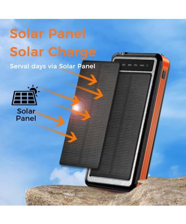 Alpha Digital Outdoor Solar Portable Power Bank with Wireless Charging 10000mAh - Orange - Buy Online on SooperMarket.com