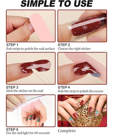 EBANKU Christmas Glitter Gel Nail Polish Strips - Long Lasting, Waterproof Full Wraps Stickers with Nail File & Wipes - UV/LED Lamp Required | SDTRK16 - Buy Online on SooperMarket.com