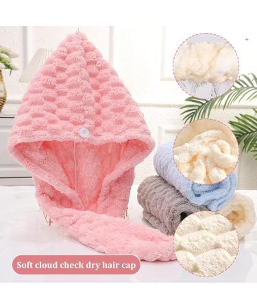 2Pcs Hair Towel Wrap - Quick Dry Microfiber Towel for Curly Hair & All Hair Types - Anti-Frizz & Button Fixing - Large 9.8x25.6 - Buy Online on SooperMarket.com