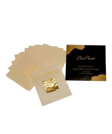 BeePoint 24K Edible Gold Leaf Sheets 10 Pcs - 0.98 x 0.98 Inches Gold Leaves for Cake Decorating, Baking & Cooking, Art & DIY Projects, Gilding Crafting, Makeup & Home 0.98"  0.98" 10Pcs