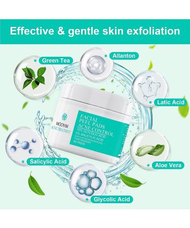 Glycolic Acid 10% and Salicylic Acid Resurfacing Pads with Lactic Acid - 60 Pads | Face Exfoliator for Acne Control and Pimple Breakouts - Buy Online on SooperMarket.com
