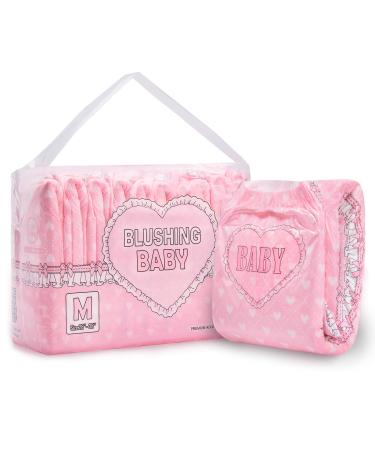 LittleForBig Adult Printed Diapers 10 Pack - Blushing Baby (Medium 28"-38") Pink M