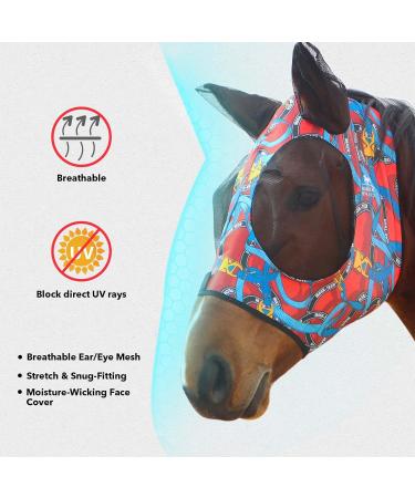 Harrison Howard Stretchable Horse Mask - UV Protection Comfortable & Breathable Knitted Design (Large) - International Shipping Available - Buy Online on SooperMarket.com