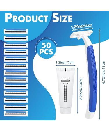 50 Sets Disposable Razors in Bulk - Twin Blade Razors with Shaving Cream | Individually Wrapped for Men & Women | Perfect for Homeless Hotels Shelters & Travel - Buy Online on SooperMarket.com