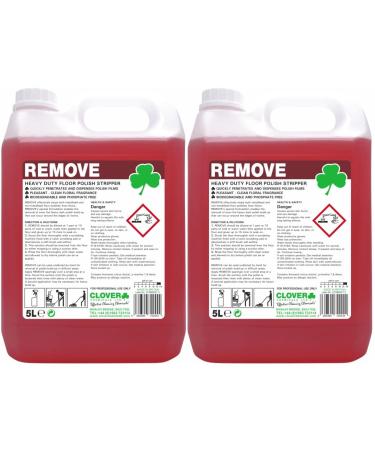 Clover 102 Remove Heavy Duty Floor Polish Stripper 2 x 5 Litre