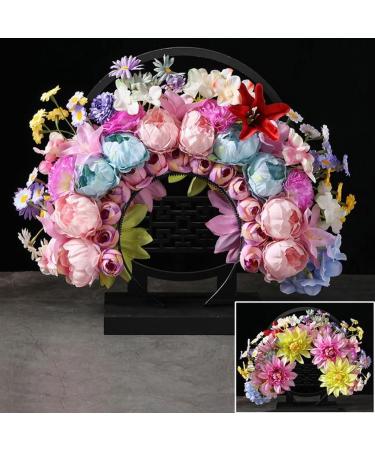 JSGHGDF Bridal Garlands Florals Crown Wedding Flower Headband Beach Wreath Hairband Girls Hair Accessory Women Head Hoop Props Blue - Buy Online on SooperMarket.com