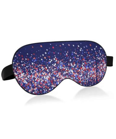 Haskirky Light Blocking Eye Mask Breathable and Adjustable Adult Men and Women Travel on Business Trips Yoga Meditation Light Smooth Comfortable Eye Mask Office Deep Sleep Goodies Red & Blue Stars